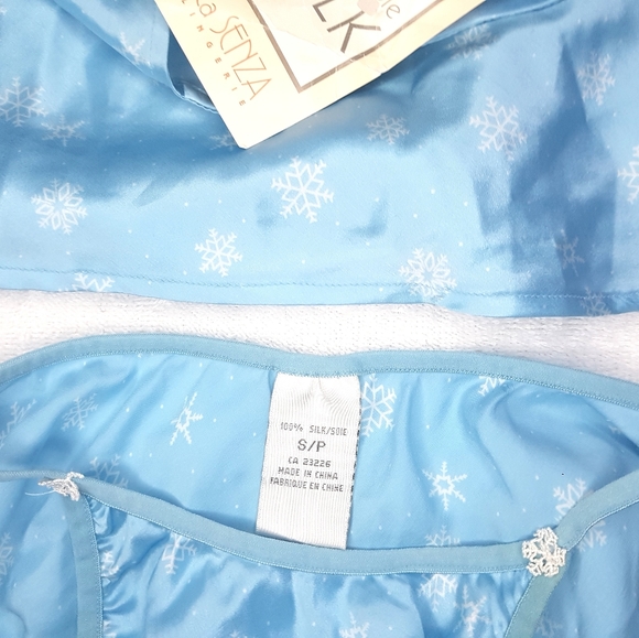 NEW La Senza SILK Snowflake blue white lingerie cami pj set - Picture 5 of 5